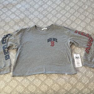 47 Brand MLB Boston Red Sox Cropped Long Sleeve T Shirt